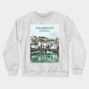 Cornwall, Falmouth Harbour. Travel poster. Cornish gift Crewneck Sweatshirt